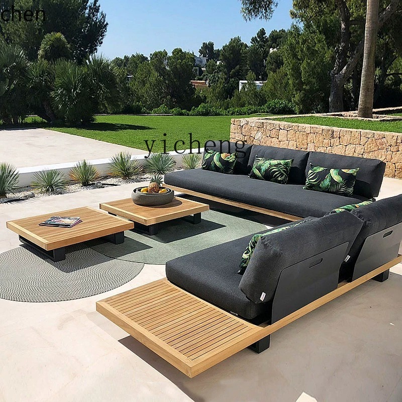 Outdoor Furniture Teak Wood - HYS outdoor teak sofa courtyard waterproof