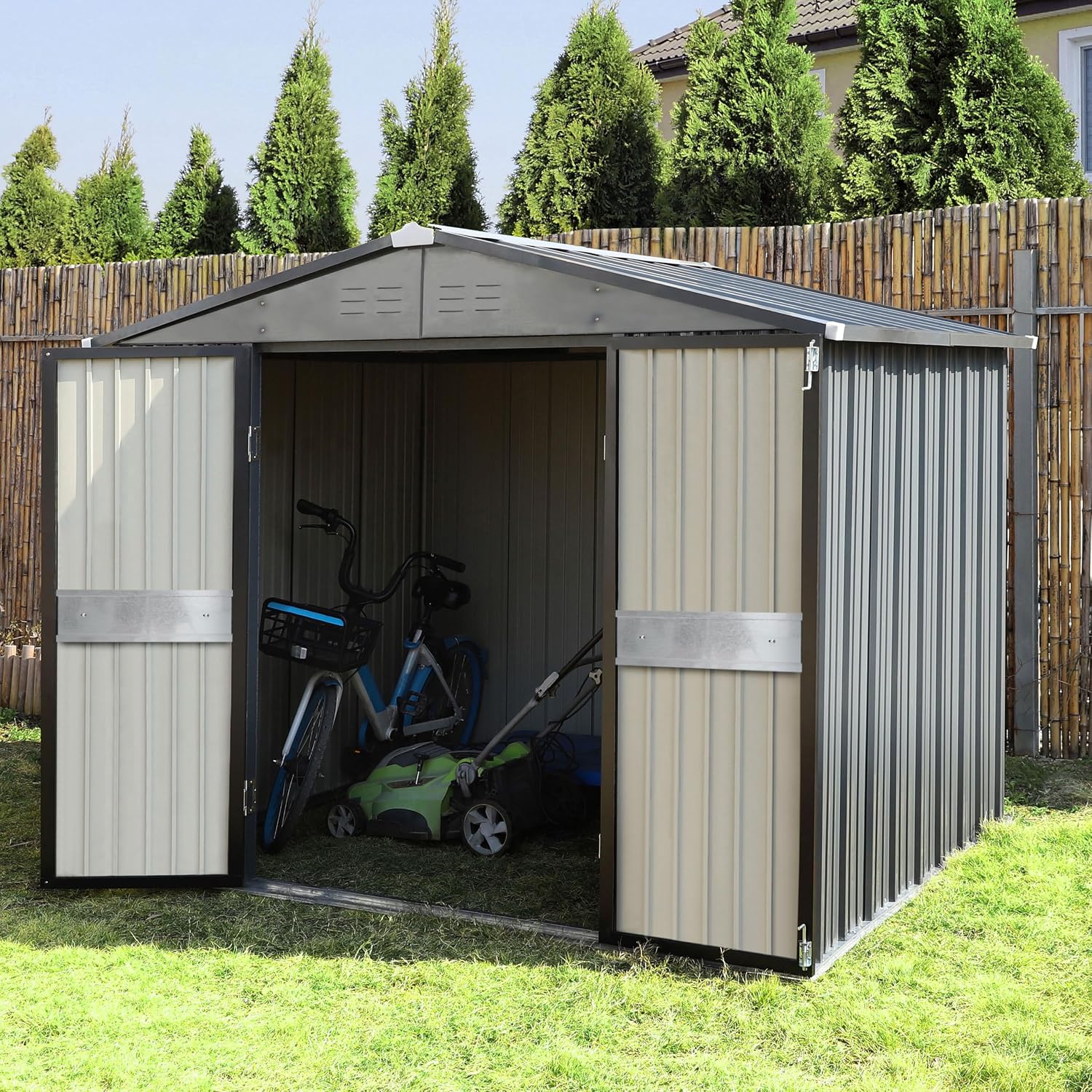 10' x 10' Outdoor Storage Shed - Outdoor Furniture Metal ulasan dan harga
