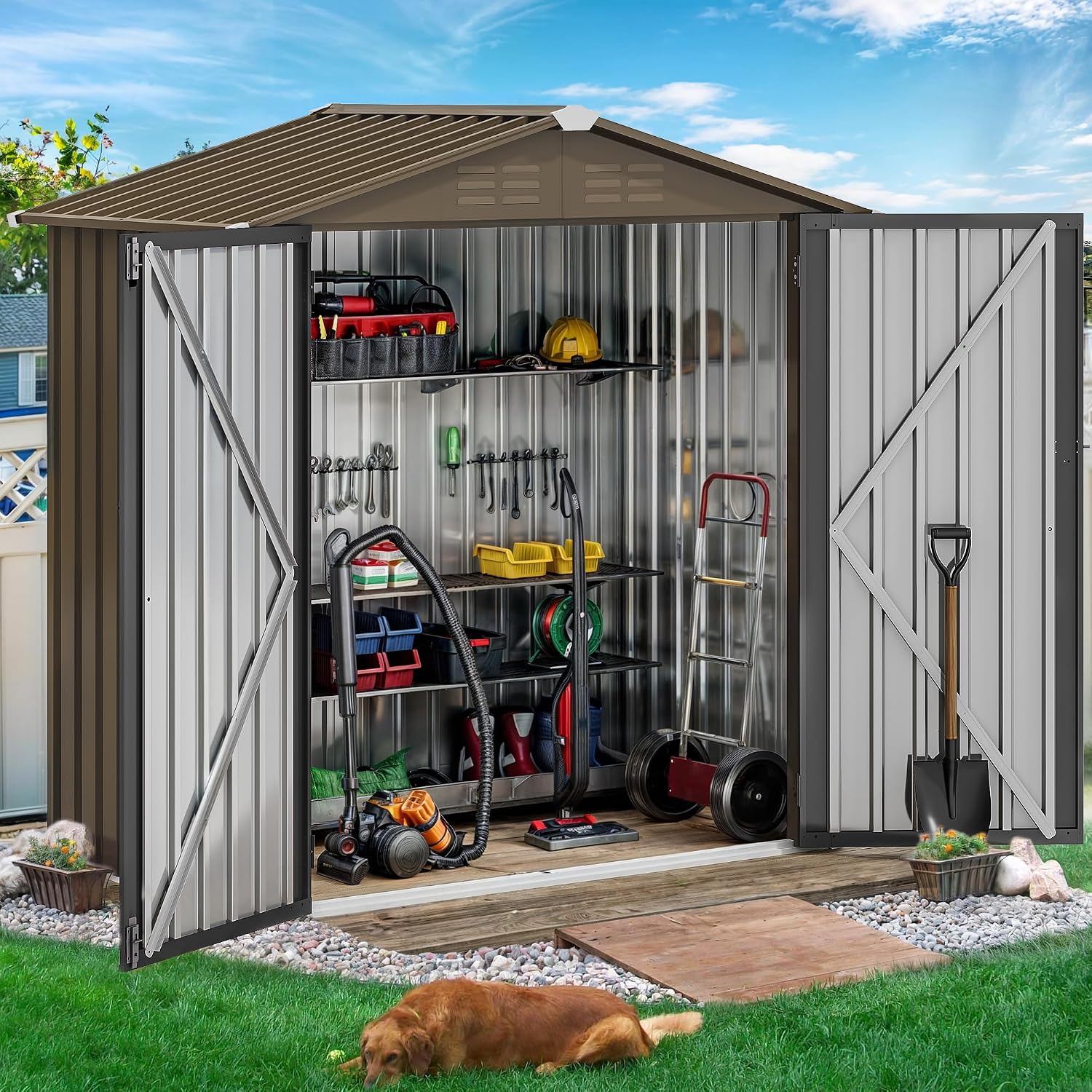 6x4ft Metal Outdoor Storage Sh - Outdoor Furniture Metal ulasan dan harga
