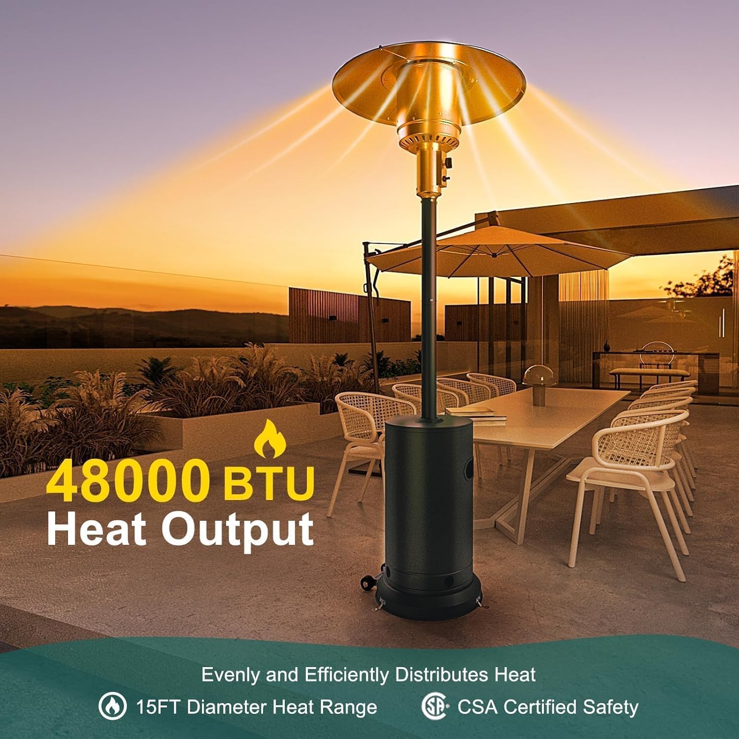 48,000 BTU Outdoor Heat Lamp - - Patio Heater Standing ulasan dan harga