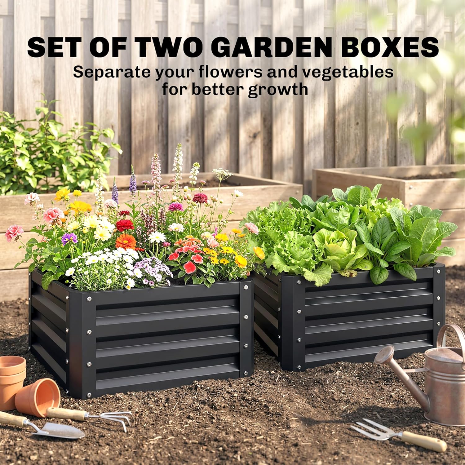 2 Piece Galvanized Raised Gard - Planter Raised Metal ulasan dan harga