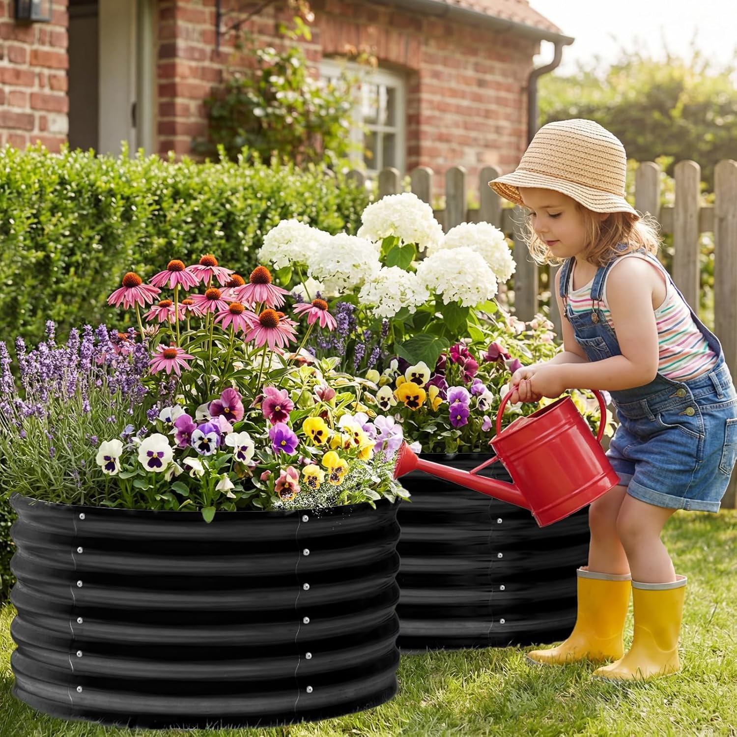 2 Pack 2x2x1.5ft Round Galvani - Planter Raised Metal ulasan dan harga