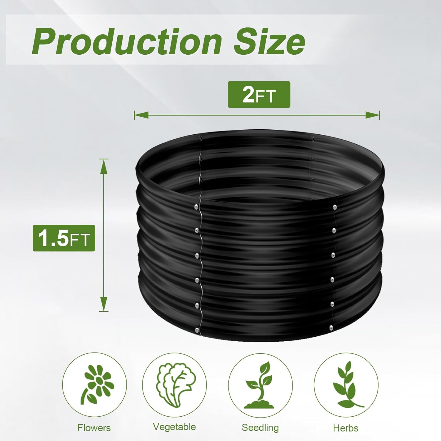 2 Pack 2x2x1.5ft Round Galvani - Planter Raised Metal ulasan dan harga