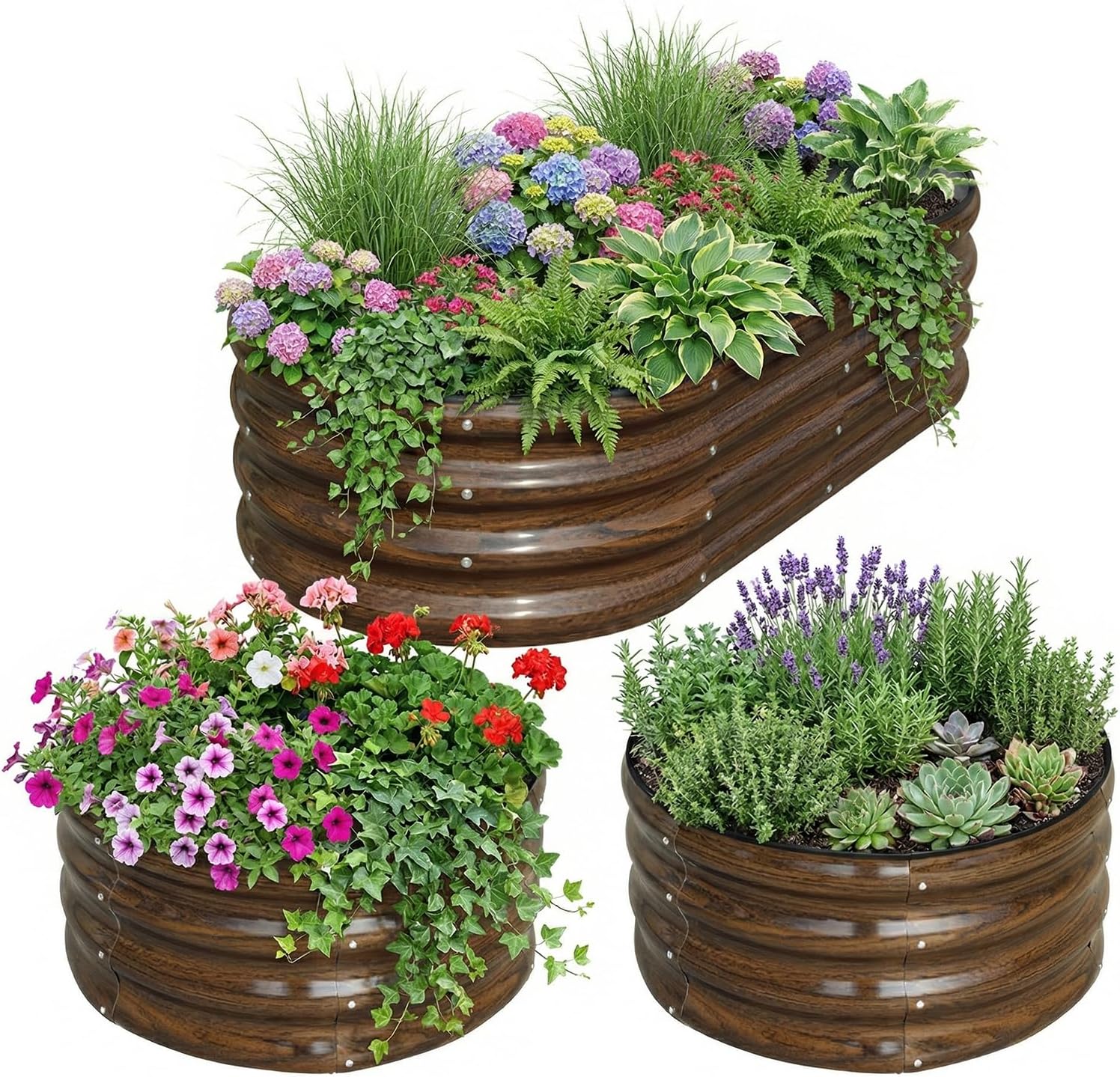 3-Pack Galvanized Steel Raised - Planter Raised Metal ulasan dan harga