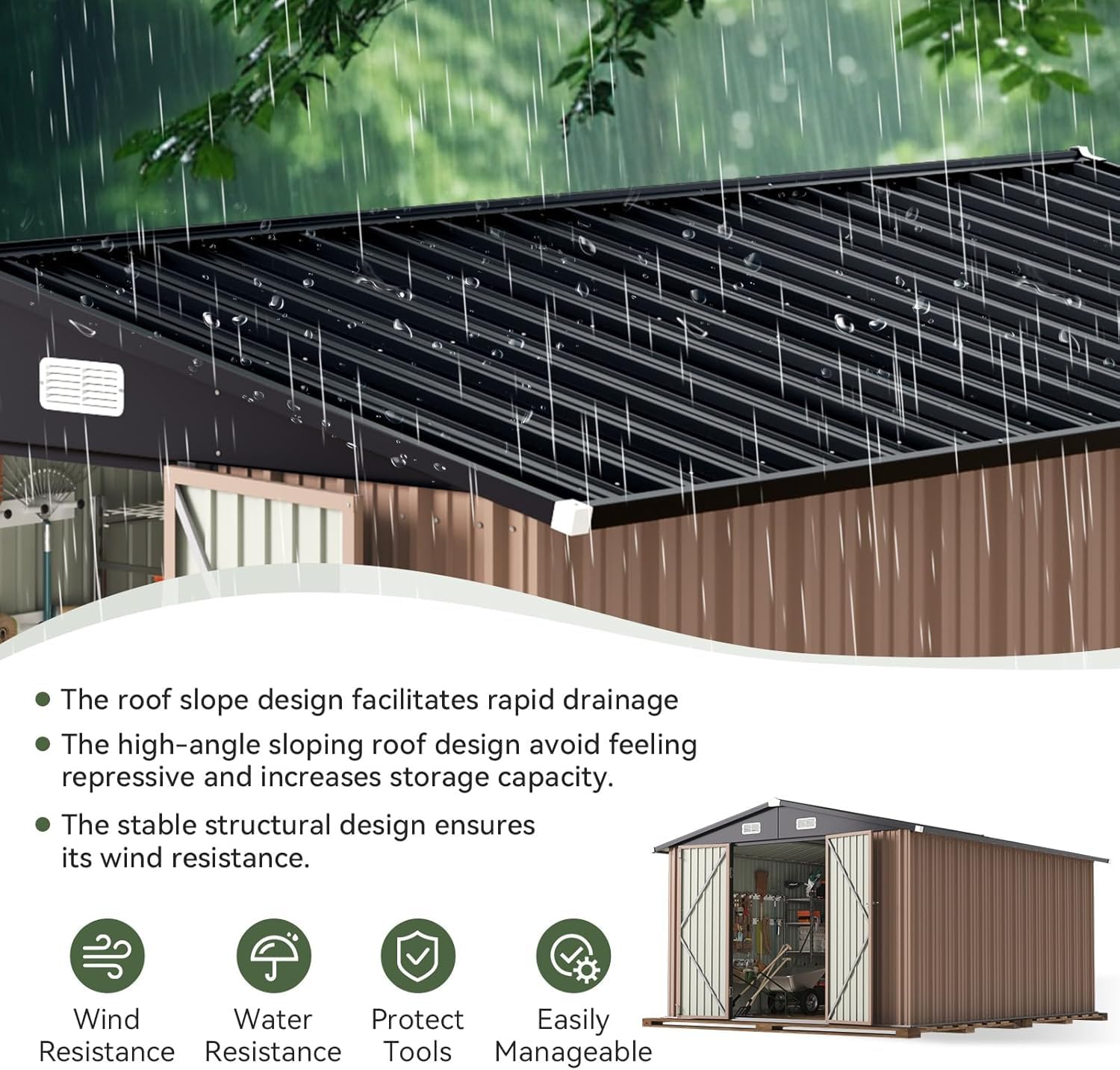 12 x 10FT Outdoor Storage Shed - Outdoor Furniture Metal ulasan dan harga