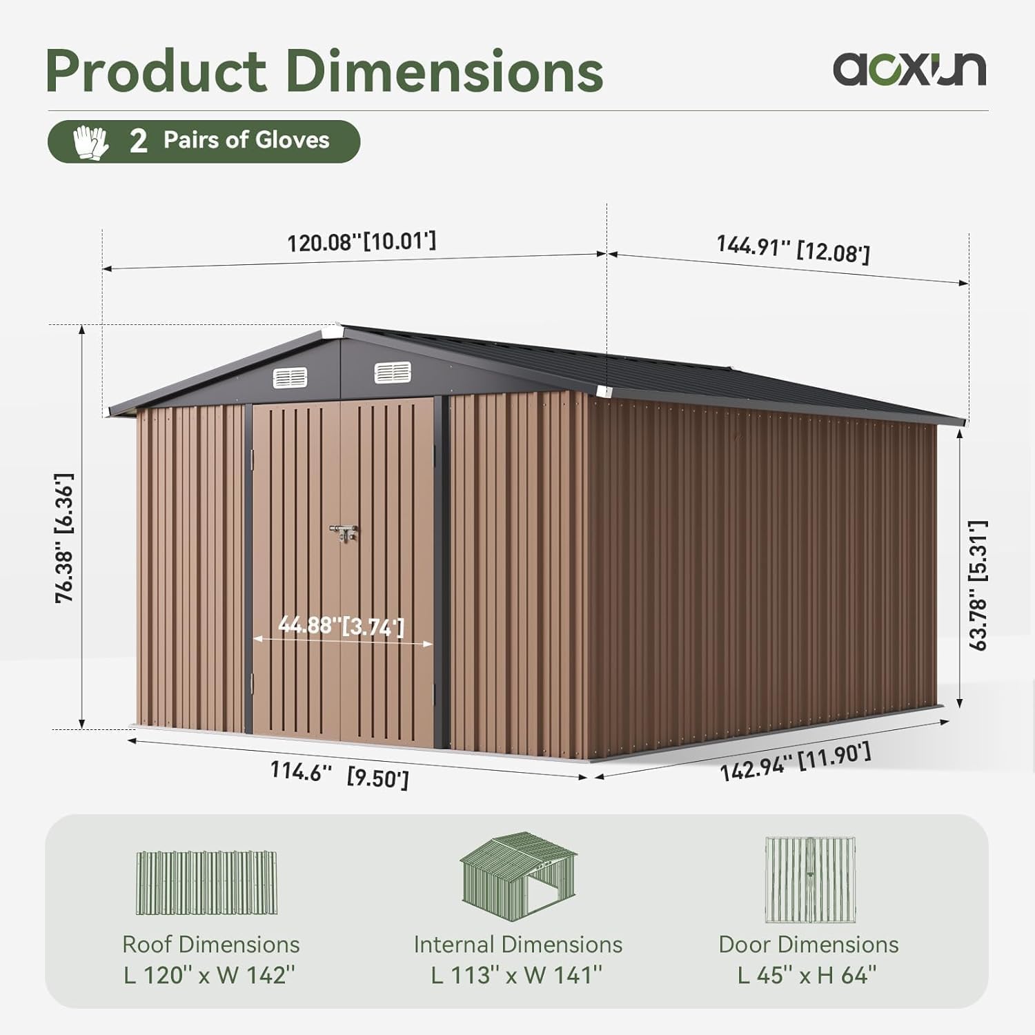12 x 10FT Outdoor Storage Shed - Outdoor Furniture Metal ulasan dan harga